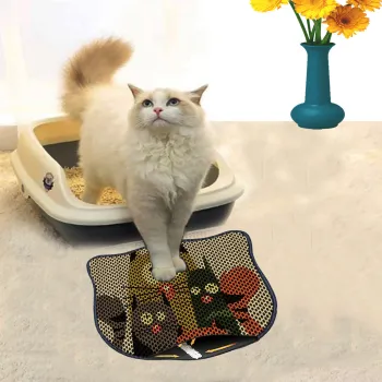 Covoras litiera pentru colectarea granulelor de nisip, Paws & Whiskers, Kdkafa0094, 50% PVC/50% poliester, Multicolor imagine