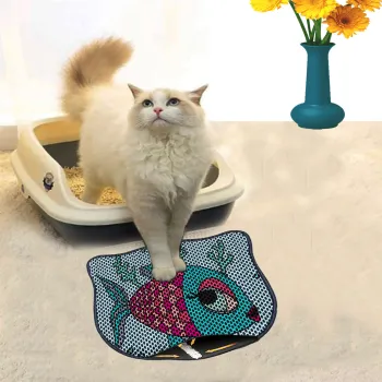 Covoras litiera pentru colectarea granulelor de nisip, Paws & Whiskers, Kdkafa0096, 50% PVC/50% poliester, Multicolor imagine