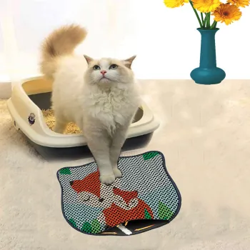 Covoras litiera pentru colectarea granulelor de nisip, Paws & Whiskers, Kdkafa0097, 50% PVC/50% poliester, Multicolor imagine