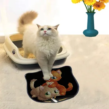 Covoras litiera pentru colectarea granulelor de nisip, Paws & Whiskers, Kdkafa0100, 50% PVC/50% poliester, Multicolor imagine