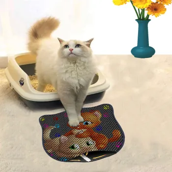 Covoras litiera pentru colectarea granulelor de nisip, Paws & Whiskers, Kdkafa0102, 50% PVC/50% poliester, Multicolor imagine