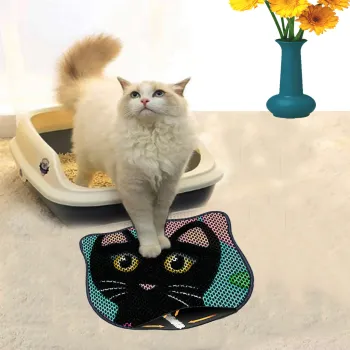 Covoras litiera pentru colectarea granulelor de nisip, Paws & Whiskers, Kdkafa0109, 50% PVC/50% poliester, Multicolor imagine