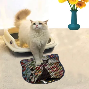 Covoras litiera pentru colectarea granulelor de nisip, Paws & Whiskers, Kdkafa0110, 50% PVC/50% poliester, Multicolor imagine