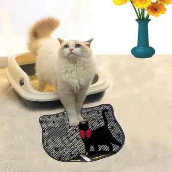 Covoras litiera pentru colectarea granulelor de nisip, Paws & Whiskers, Kdkafa0111, 50% PVC/50% poliester, Multicolor imagine