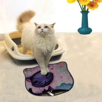 Covoras litiera pentru colectarea granulelor de nisip, Paws & Whiskers, Kdkafa0112, 50% PVC/50% poliester, Multicolor imagine