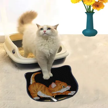 Covoras litiera pentru colectarea granulelor de nisip, Paws & Whiskers, Kdkafa0118, 50% PVC/50% poliester, Multicolor imagine