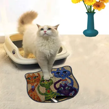 Covoras litiera pentru colectarea granulelor de nisip, Paws & Whiskers, Kdkafa0120, 50% PVC/50% poliester, Multicolor imagine