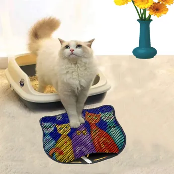 Covoras litiera pentru colectarea granulelor de nisip, Paws & Whiskers, Kdkafa0121, 50% PVC/50% poliester, Multicolor imagine