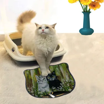 Covoras litiera pentru colectarea granulelor de nisip, Paws & Whiskers, Kdkafa0124, 50% PVC/50% poliester, Multicolor imagine