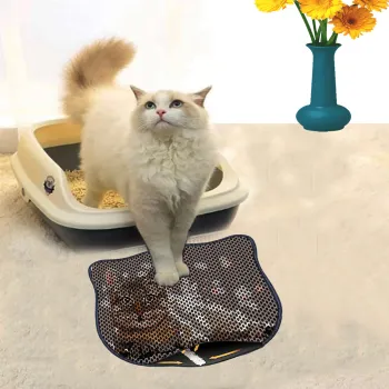 Covoras litiera pentru colectarea granulelor de nisip, Paws & Whiskers, Kdkafa0125, 50% PVC/50% poliester, Multicolor imagine