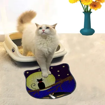 Covoras litiera pentru colectarea granulelor de nisip, Paws & Whiskers, Kdkafa0126, 50% PVC/50% poliester, Multicolor imagine