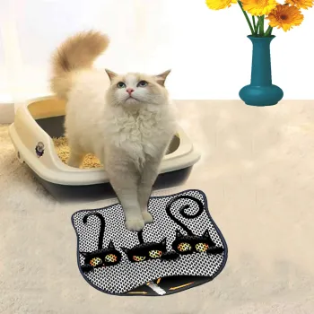 Covoras litiera pentru colectarea granulelor de nisip, Paws & Whiskers, Kdkafa0127, 50% PVC/50% poliester, Multicolor imagine