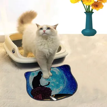 Covoras litiera pentru colectarea granulelor de nisip, Paws & Whiskers, Kdkafa0131, 50% PVC/50% poliester, Multicolor imagine