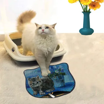 Covoras litiera pentru colectarea granulelor de nisip, Paws & Whiskers, Kdkafa0132, 50% PVC/50% poliester, Multicolor imagine