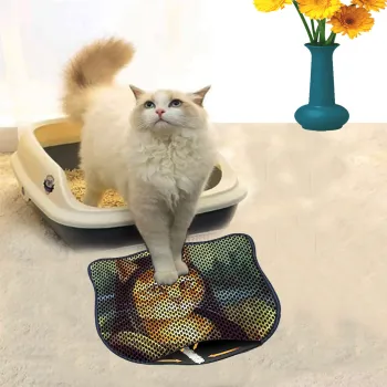 Covoras litiera pentru colectarea granulelor de nisip, Paws & Whiskers, Kdkafa0133, 50% PVC/50% poliester, Multicolor imagine