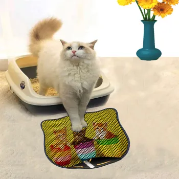 Covoras litiera pentru colectarea granulelor de nisip, Paws & Whiskers, Kdkafa0137, 50% PVC/50% poliester, Multicolor imagine