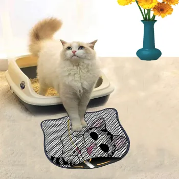 Covoras litiera pentru colectarea granulelor de nisip, Paws & Whiskers, Kdkafa0138, 50% PVC/50% poliester, Multicolor imagine