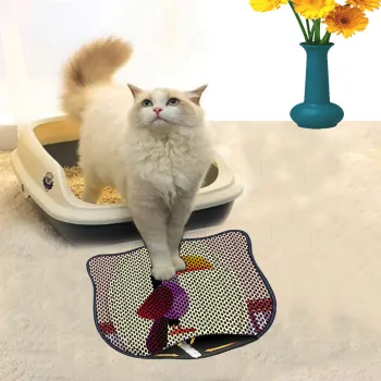 Covoras litiera pentru colectarea granulelor de nisip, Paws & Whiskers, Kdkafa0139, 50% PVC/50% poliester, Multicolor imagine