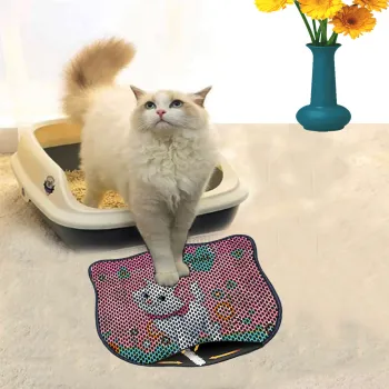 Covoras litiera pentru colectarea granulelor de nisip, Paws & Whiskers, Kdkafa0140, 50% PVC/50% poliester, Multicolor imagine