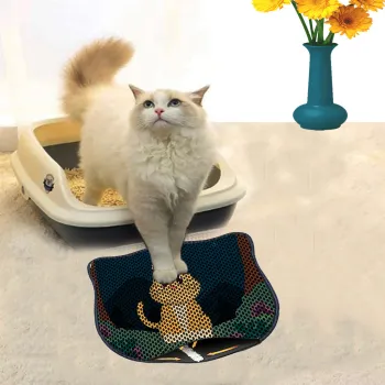 Covoras litiera pentru colectarea granulelor de nisip, Paws & Whiskers, Kdkafa0145, 50% PVC/50% poliester, Multicolor imagine