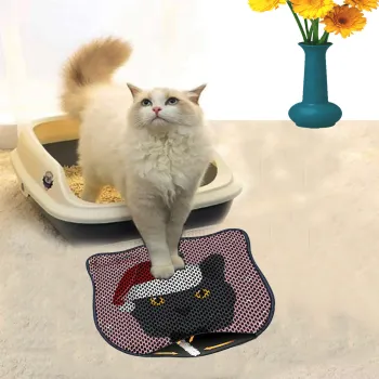 Covoras litiera pentru colectarea granulelor de nisip, Paws & Whiskers, Kdkafa0147, 50% PVC/50% poliester, Multicolor imagine