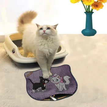 Covoras litiera pentru colectarea granulelor de nisip, Paws & Whiskers, Kdkafa0149, 50% PVC/50% poliester, Multicolor imagine