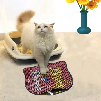 Covoras litiera pentru colectarea granulelor de nisip, Paws & Whiskers, Kdkafa0151, 50% PVC/50% poliester, Multicolor imagine