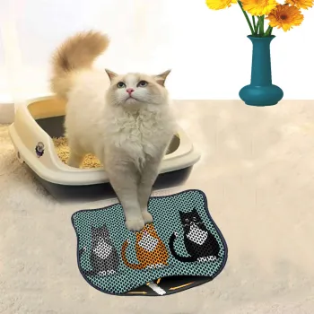 Covoras litiera pentru colectarea granulelor de nisip, Paws & Whiskers, Kdkafa0154, 50% PVC/50% poliester, Multicolor imagine