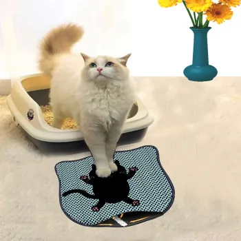 Covoras litiera pentru colectarea granulelor de nisip, Paws & Whiskers, Kdkafa0158, 50% PVC/50% poliester, Multicolor imagine