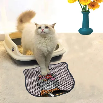 Covoras litiera pentru colectarea granulelor de nisip, Paws & Whiskers, Kdkafa0159, 50% PVC/50% poliester, Multicolor imagine