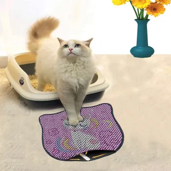 Covoras litiera pentru colectarea granulelor de nisip, Paws & Whiskers, Kdkafa0161, 50% PVC/50% poliester, Multicolor imagine