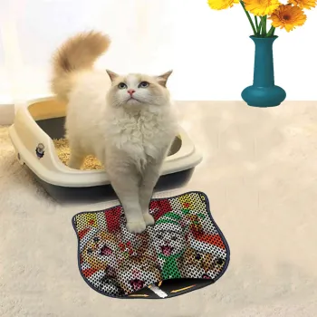 Covoras litiera pentru colectarea granulelor de nisip, Paws & Whiskers, Kdkafa0170, 50% PVC/50% poliester, Multicolor imagine