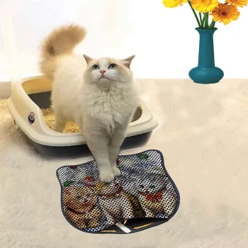 Covoras litiera pentru colectarea granulelor de nisip, Paws & Whiskers, Kdkafa0172, 50% PVC/50% poliester, Multicolor imagine