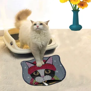 Covoras litiera pentru colectarea granulelor de nisip, Paws & Whiskers, Kdkafa0174, 50% PVC/50% poliester, Multicolor imagine