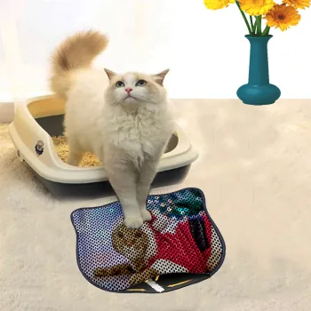 Covoras litiera pentru colectarea granulelor de nisip, Paws & Whiskers, Kdkafa0175, 50% PVC/50% poliester, Multicolor imagine