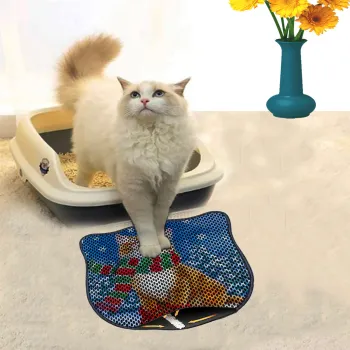 Covoras litiera pentru colectarea granulelor de nisip, Paws & Whiskers, Kdkafa0176, 50% PVC/50% poliester, Multicolor imagine