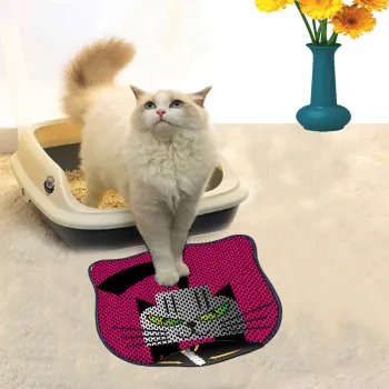 Covoras litiera pentru colectarea granulelor de nisip, Paws & Whiskers, Kdkafa0182, 50% PVC/50% poliester, Multicolor imagine