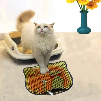 Covoras litiera pentru colectarea granulelor de nisip, Paws & Whiskers, Kdkafa0183, 50% PVC/50% poliester, Multicolor imagine