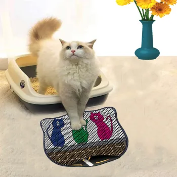 Covoras litiera pentru colectarea granulelor de nisip, Paws & Whiskers, Kdkafa0184, 50% PVC/50% poliester, Multicolor imagine