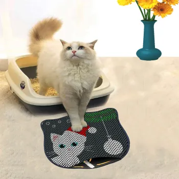 Covoras litiera pentru colectarea granulelor de nisip, Paws & Whiskers, Kdkafa0185, 50% PVC/50% poliester, Multicolor imagine