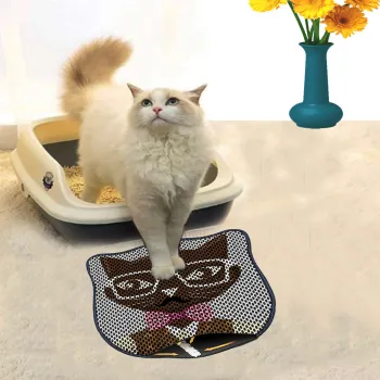 Covoras litiera pentru colectarea granulelor de nisip, Paws & Whiskers, Kdkafa0187, 50% PVC/50% poliester, Multicolor imagine