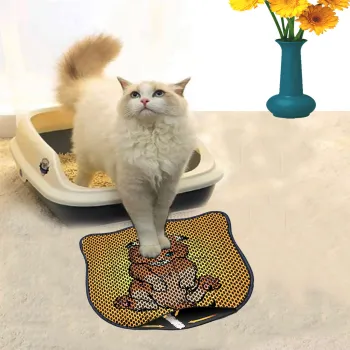 Covoras litiera pentru colectarea granulelor de nisip, Paws & Whiskers, Kdkafa0194, 50% PVC/50% poliester, Multicolor imagine