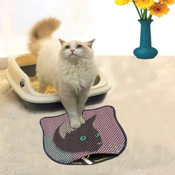 Covoras litiera pentru colectarea granulelor de nisip, Paws & Whiskers, Kdkafa0195, 50% PVC/50% poliester, Multicolor imagine