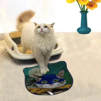 Covoras litiera pentru colectarea granulelor de nisip, Paws & Whiskers, Kdkafa0202, 50% PVC/50% poliester, Multicolor imagine