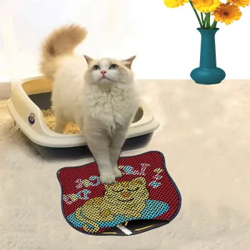 Covoras litiera pentru colectarea granulelor de nisip, Paws & Whiskers, Kdkafa0203, 50% PVC/50% poliester, Multicolor imagine