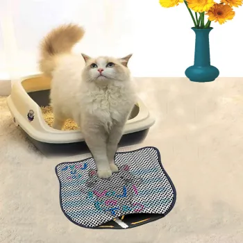 Covoras litiera pentru colectarea granulelor de nisip, Paws & Whiskers, Kdkafa0209, 50% PVC/50% poliester, Multicolor imagine