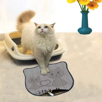 Covoras litiera pentru colectarea granulelor de nisip, Paws & Whiskers, Kdkafa0213, 50% PVC/50% poliester, Multicolor imagine