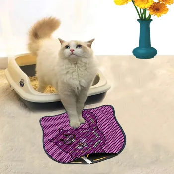 Covoras litiera pentru colectarea granulelor de nisip, Paws & Whiskers, Kdkafa0214, 50% PVC/50% poliester, Multicolor imagine