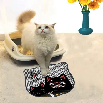 Covoras litiera pentru colectarea granulelor de nisip, Paws & Whiskers, Kdkafa0215, 50% PVC/50% poliester, Multicolor imagine