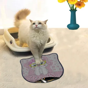 Covoras litiera pentru colectarea granulelor de nisip, Paws & Whiskers, Kdkafa0219, 50% PVC/50% poliester, Multicolor imagine